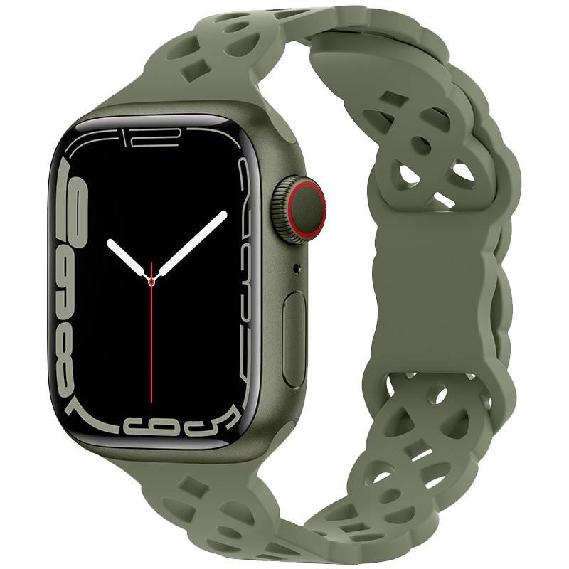 Silikonový úzký perforovaný řemínek pro Apple Watch 38/40/41/42(S10)mm Barevná varianta: Armádně zelený