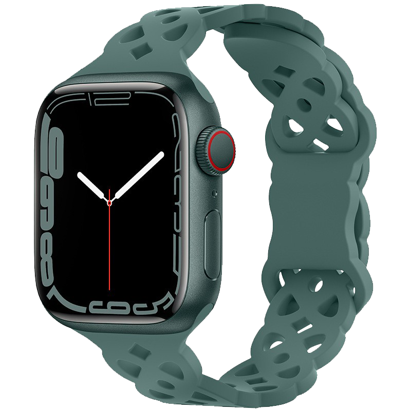 Silikonový úzký perforovaný řemínek pro Apple Watch 42/44/45/46/49mm Barevná varianta: Tlumeně zelený
