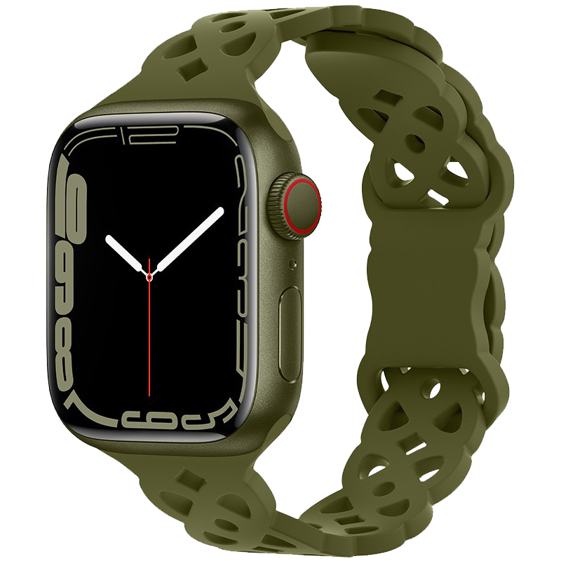 Silikonový úzký perforovaný řemínek pro Apple Watch 42/44/45/46/49mm Barevná varianta: Armádně zelený