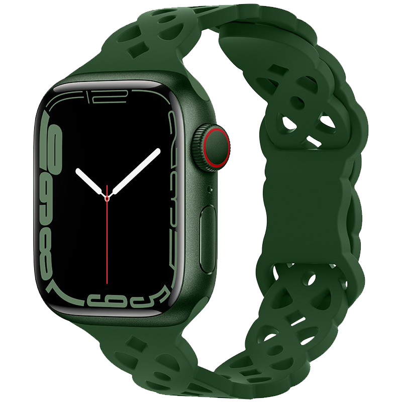 Silikonový úzký perforovaný řemínek pro Apple Watch 42/44/45/46/49mm Barevná varianta: Tmavě zelený