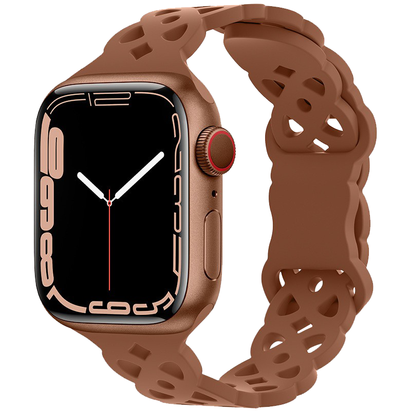 Silikonový úzký perforovaný řemínek pro Apple Watch 42/44/45/46/49mm Barevná varianta: Hnědý