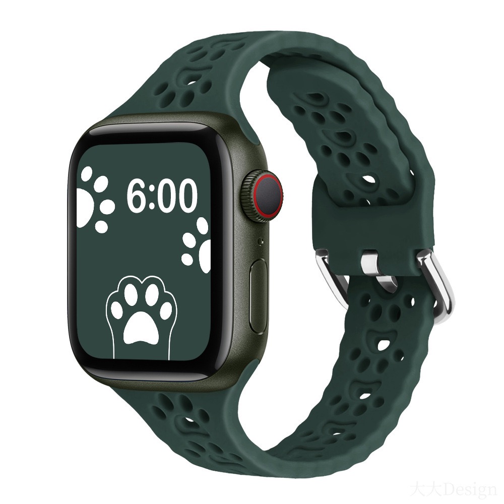 Řemínek s pacičkami a přezkovým zapínáním pro Apple Watch 42/44/45/49mm - Tmavě zelený - -