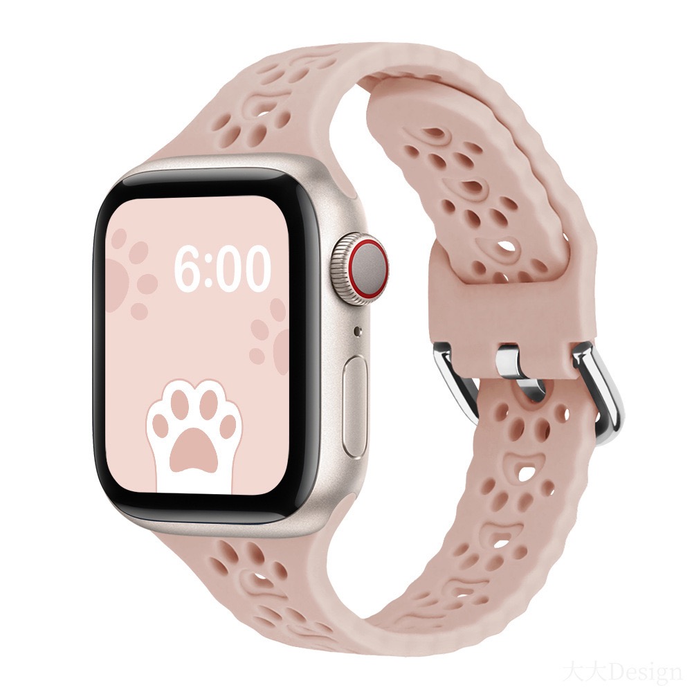 Řemínek s pacičkami a přezkovým zapínáním pro Apple Watch 38/40/41mm - Lososový - -