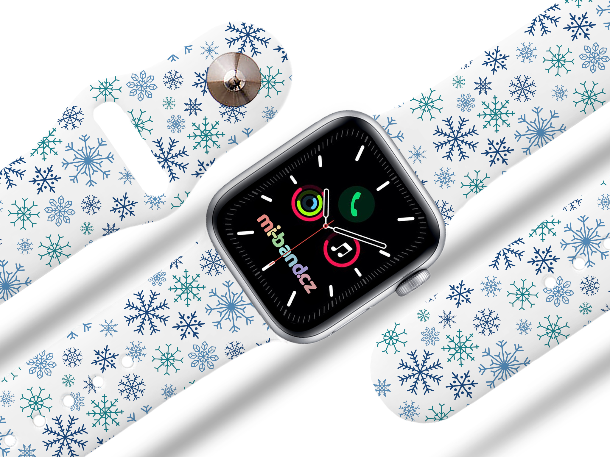 Apple watch řemínek Vločky Barva: Bílá, Rozměr: 38/40/41/42(S10)mm MIBANDCZX02891