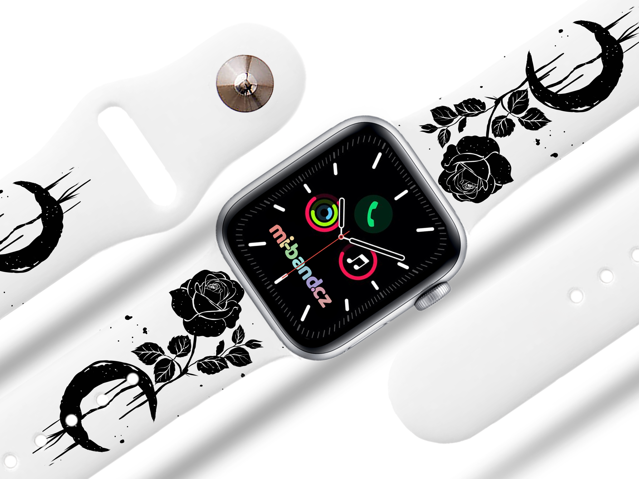 Apple watch řemínek Černá růže - 38/40/41mm, barva pásku bílá