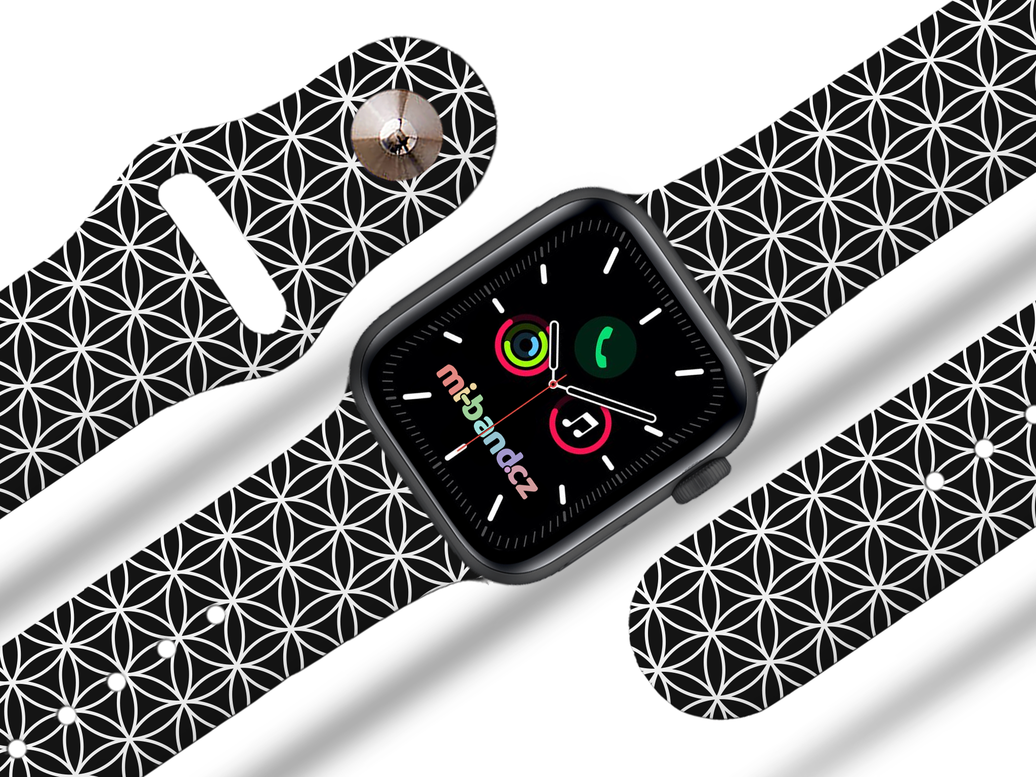 Apple watch řemínek Geometrie šedá Rozměr: 38/40/41/42(S10)mm, barva designu: bílá