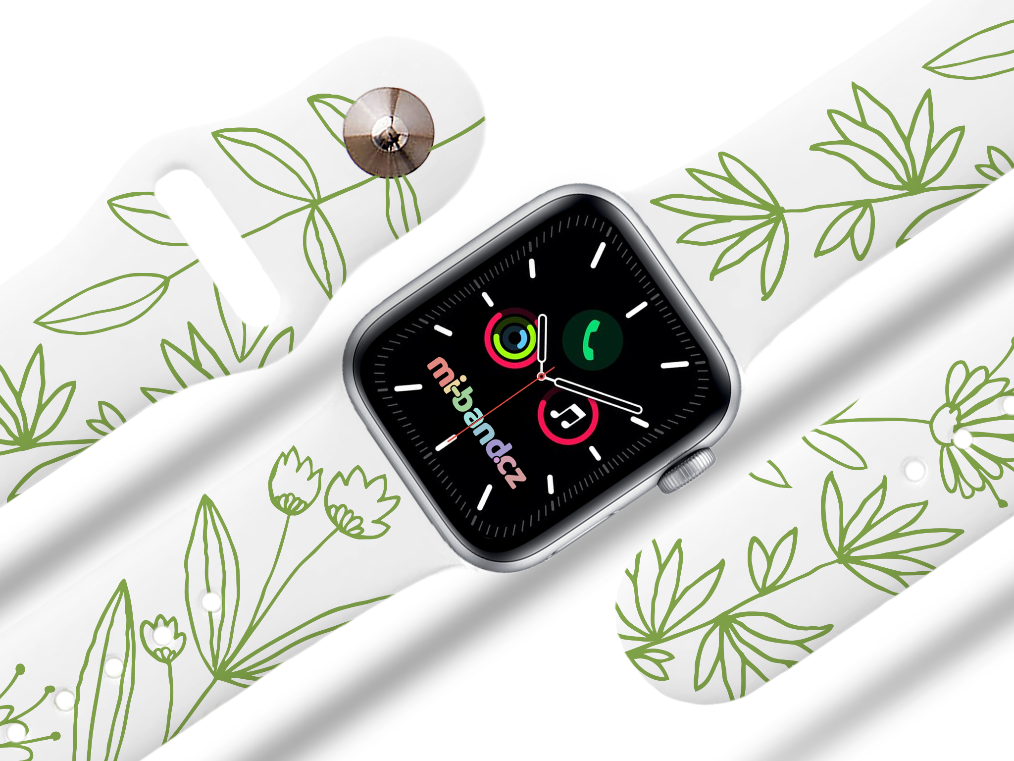 Apple watch řemínek Zelený svět - 38/40/41mm, barva pásku bílá