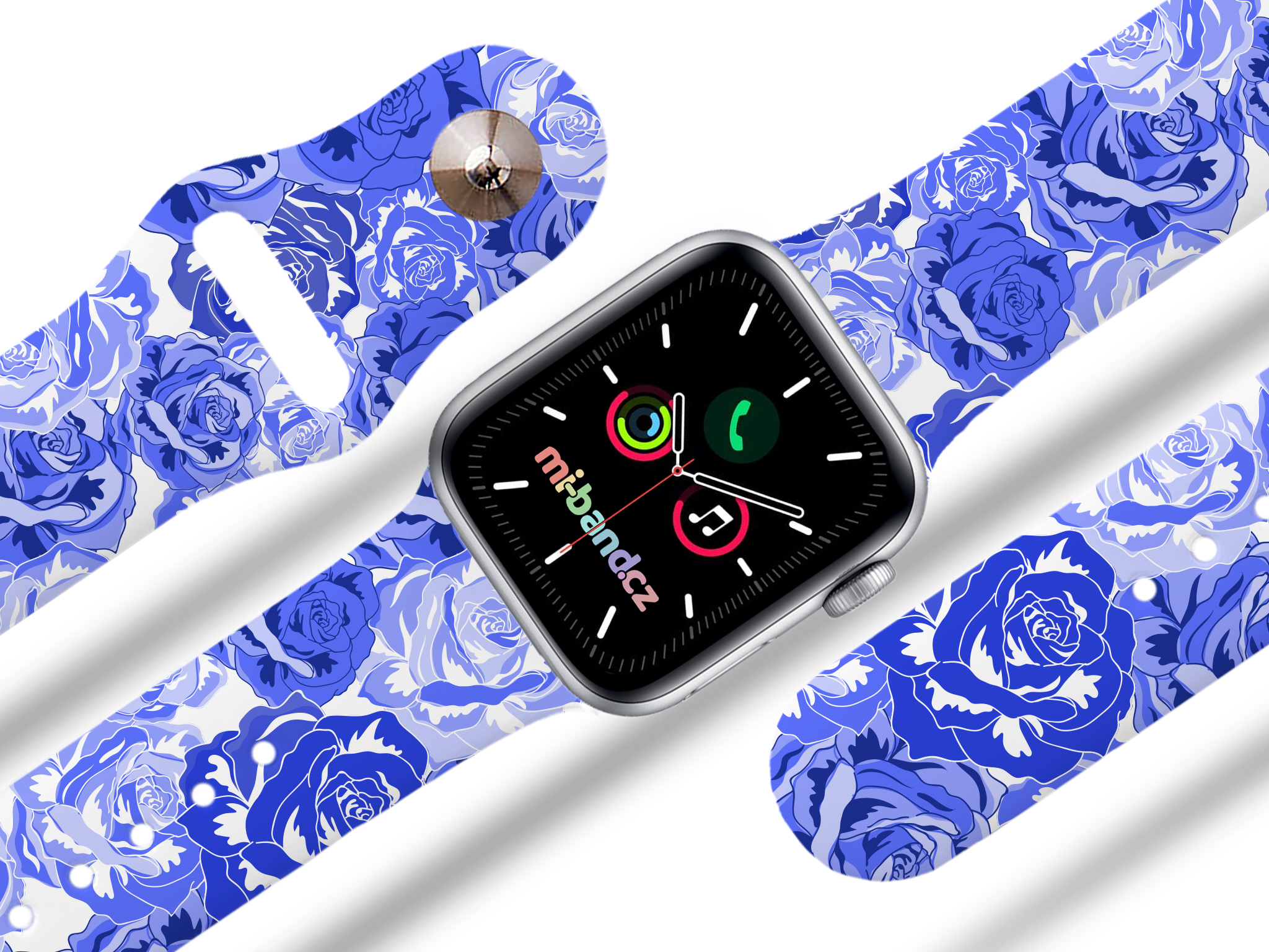 Apple watch řemínek Modré květiny Rozměr: 38/40/41/42(S10)mm MIBANDCZX02913