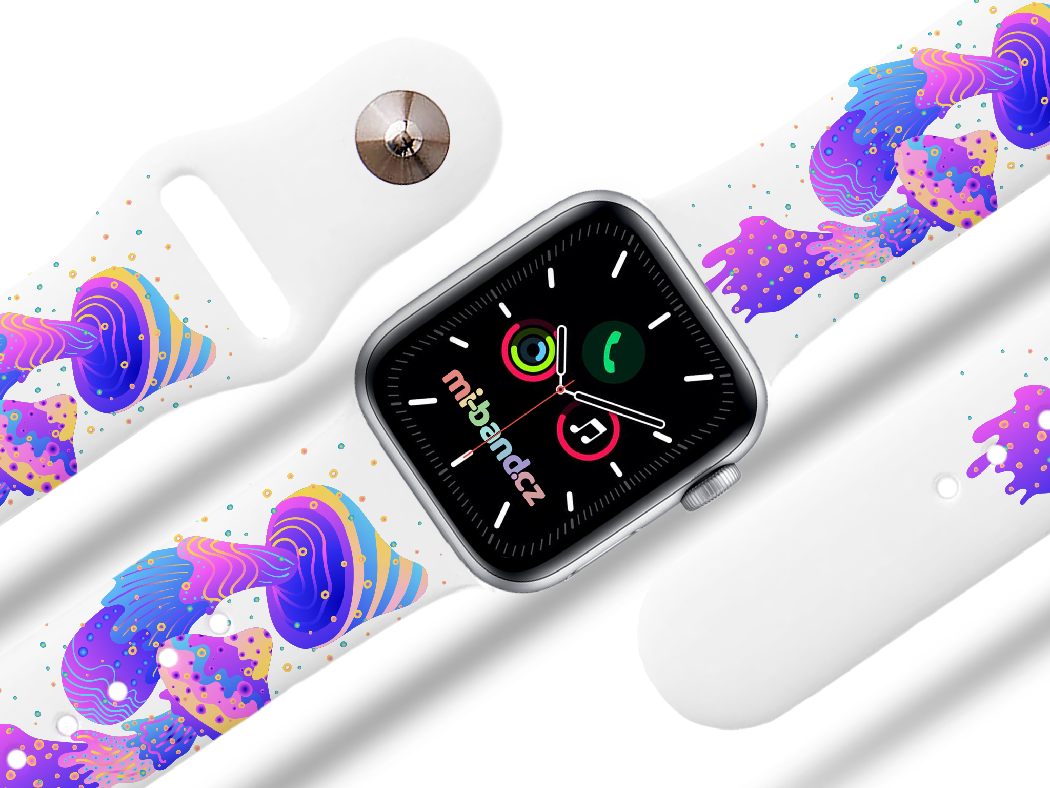 Apple watch řemínek Houbičky Barva: Bílá, Rozměr: 38/40/41/42(S10)mm MIBANDCZX02858