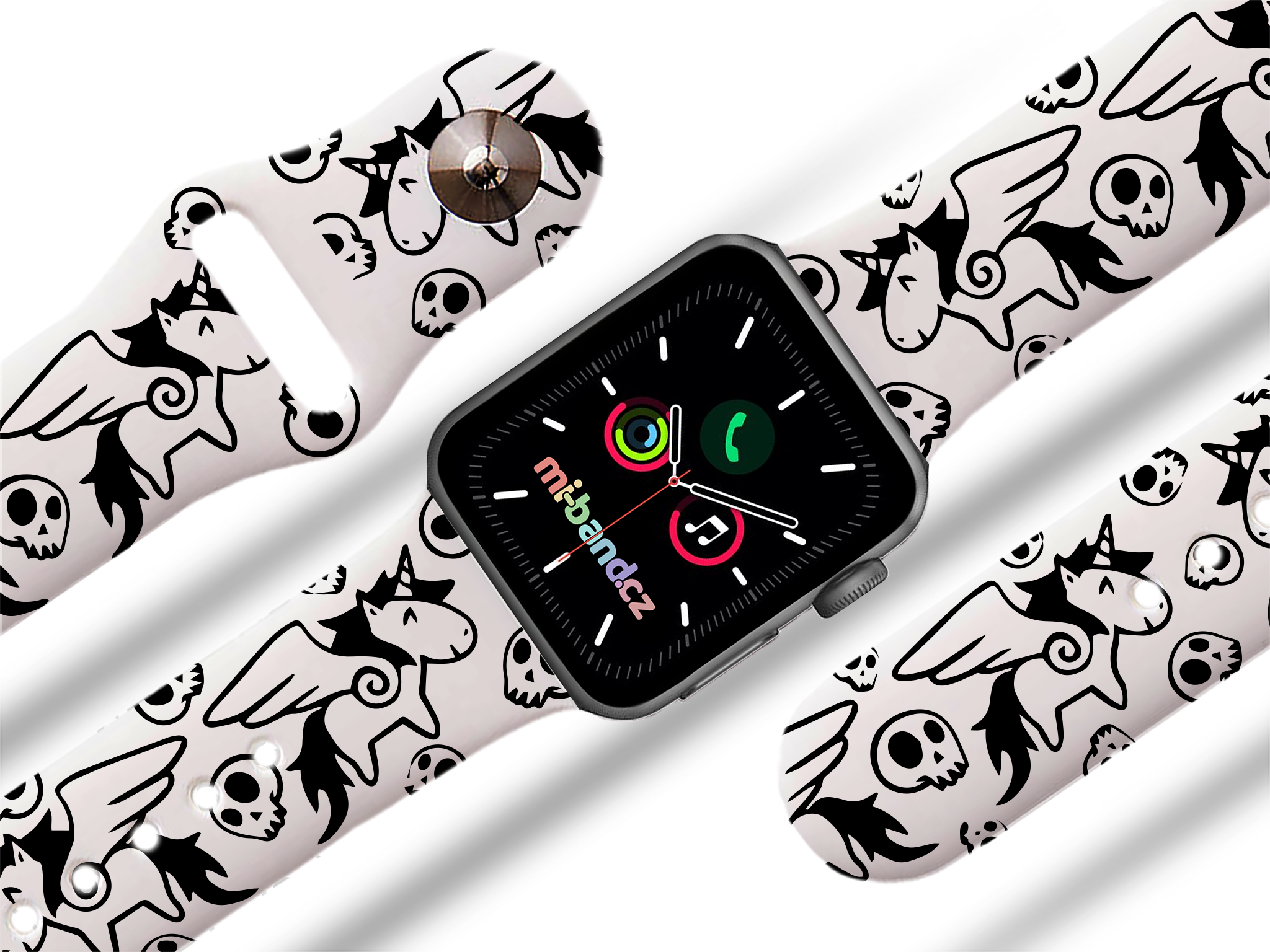 Apple watch řemínek Unicorn black - Bílá - 42/44/45/49mm