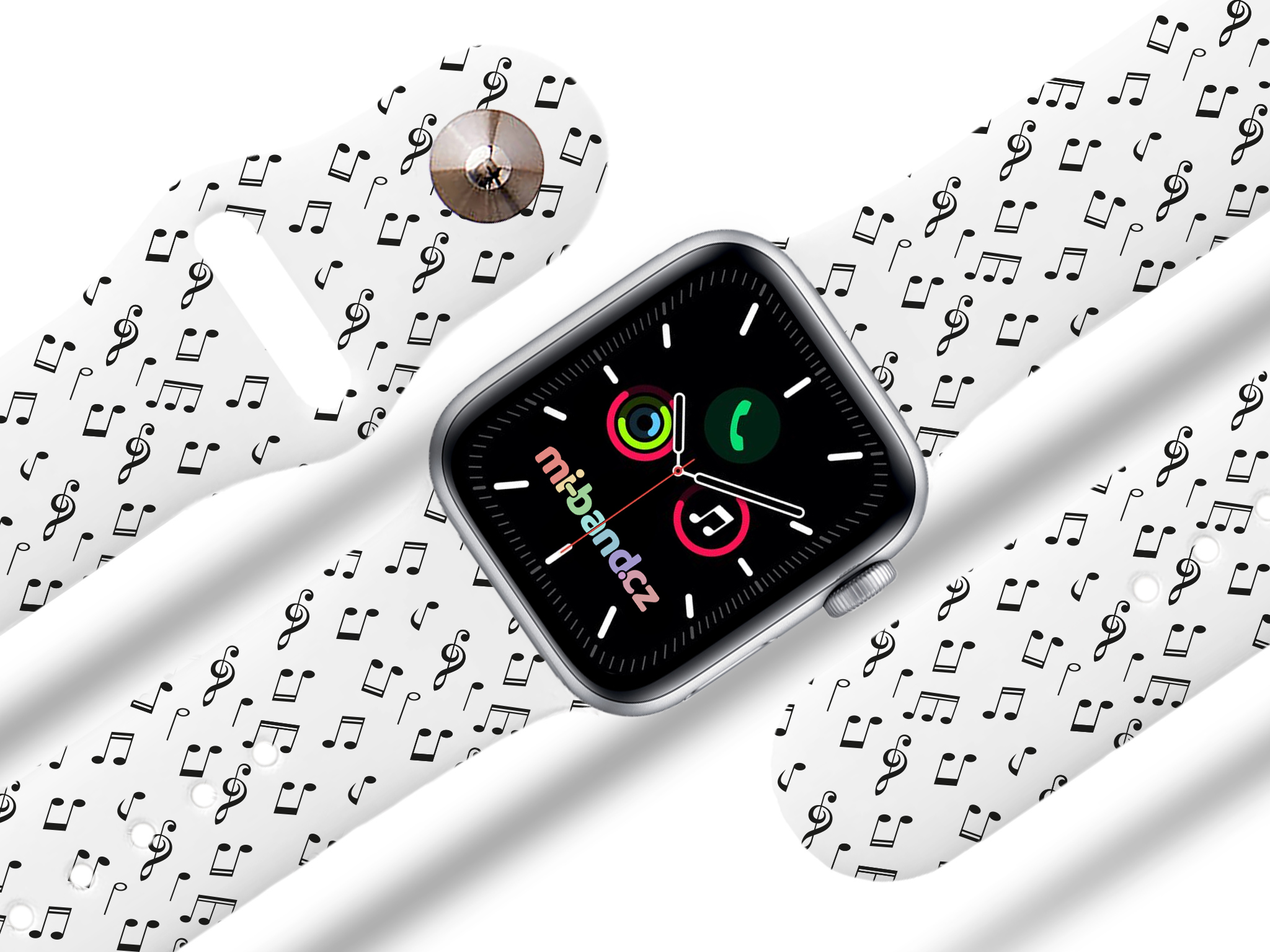 Apple watch řemínek Hudební noty - Bílá - 38/40/41mm