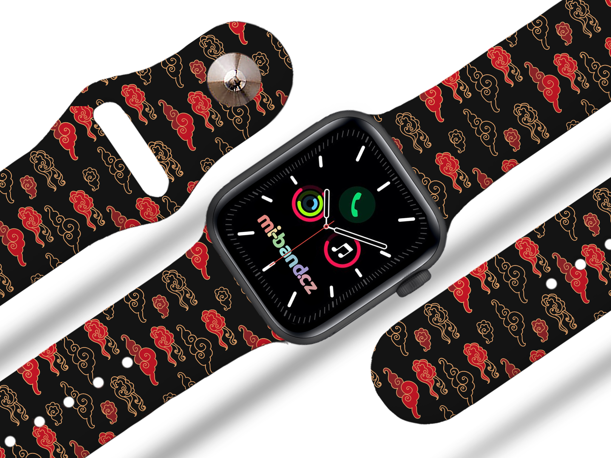 Apple watch řemínek Červené mraky - 42/44/45/49mm, barva pásku černá