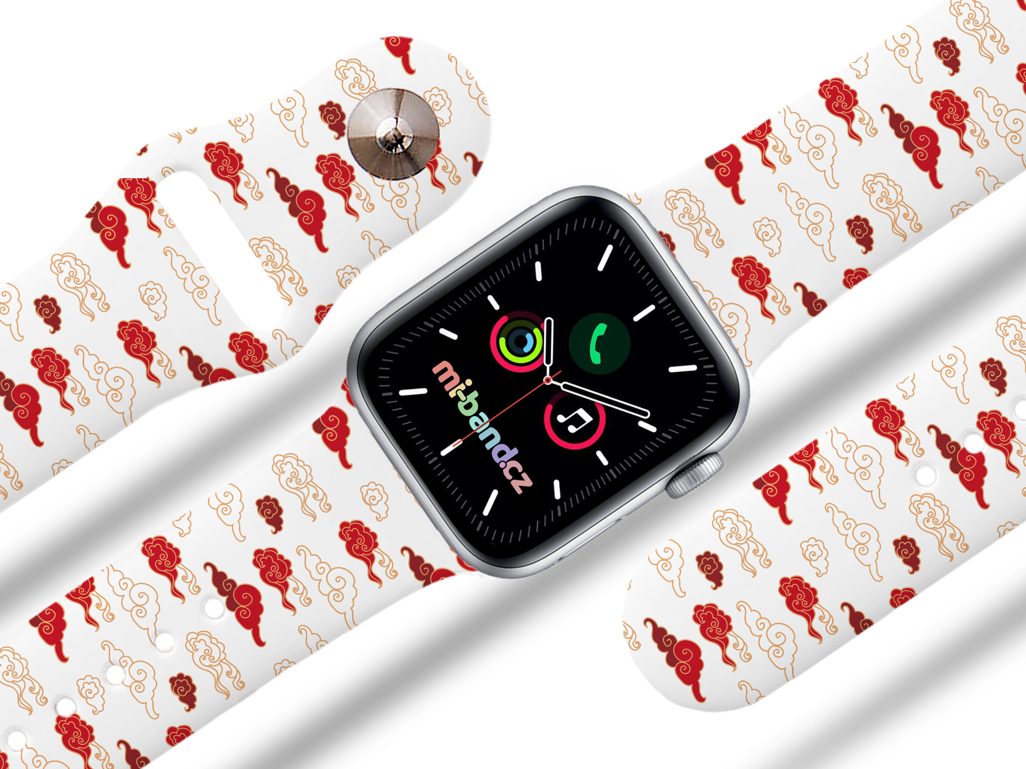 Apple watch řemínek Červené mraky - 42/44/45/49mm, barva pásku bílá