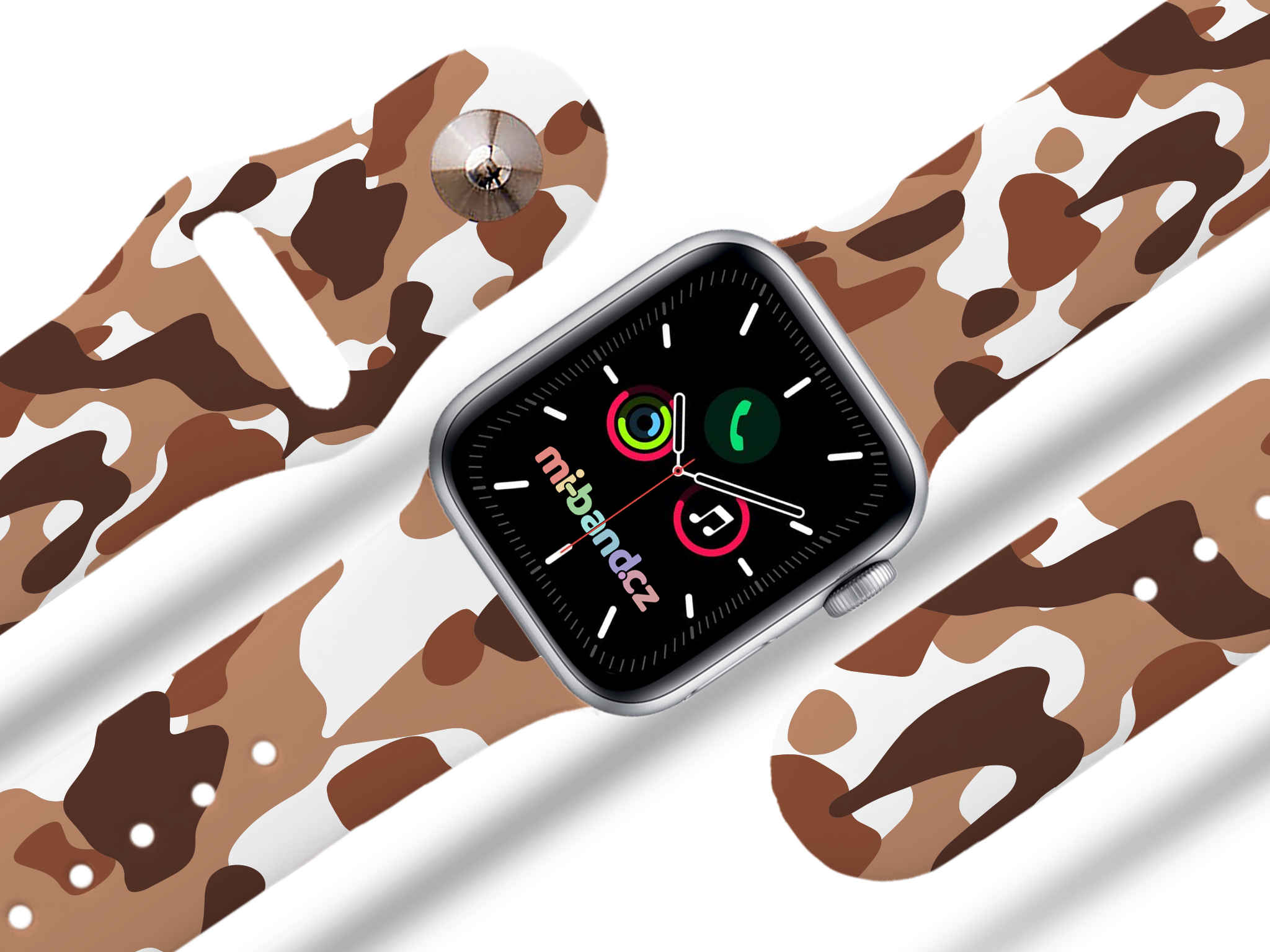 Apple watch řemínek Maskáč hnědý - Bílá - 38/40/41mm