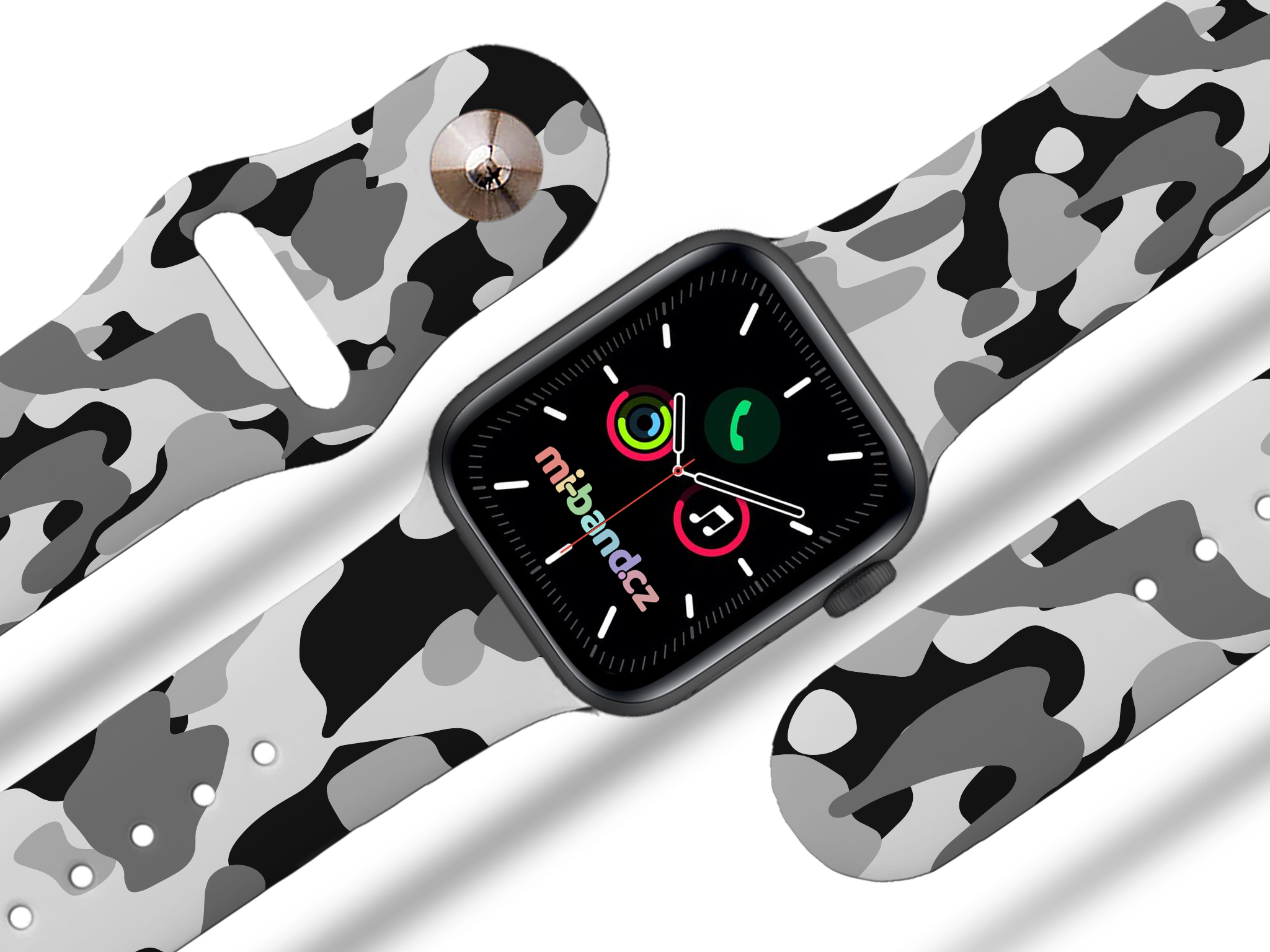 Apple watch řemínek Maskáč šedý - 38/40/41mm, barva pásku černá