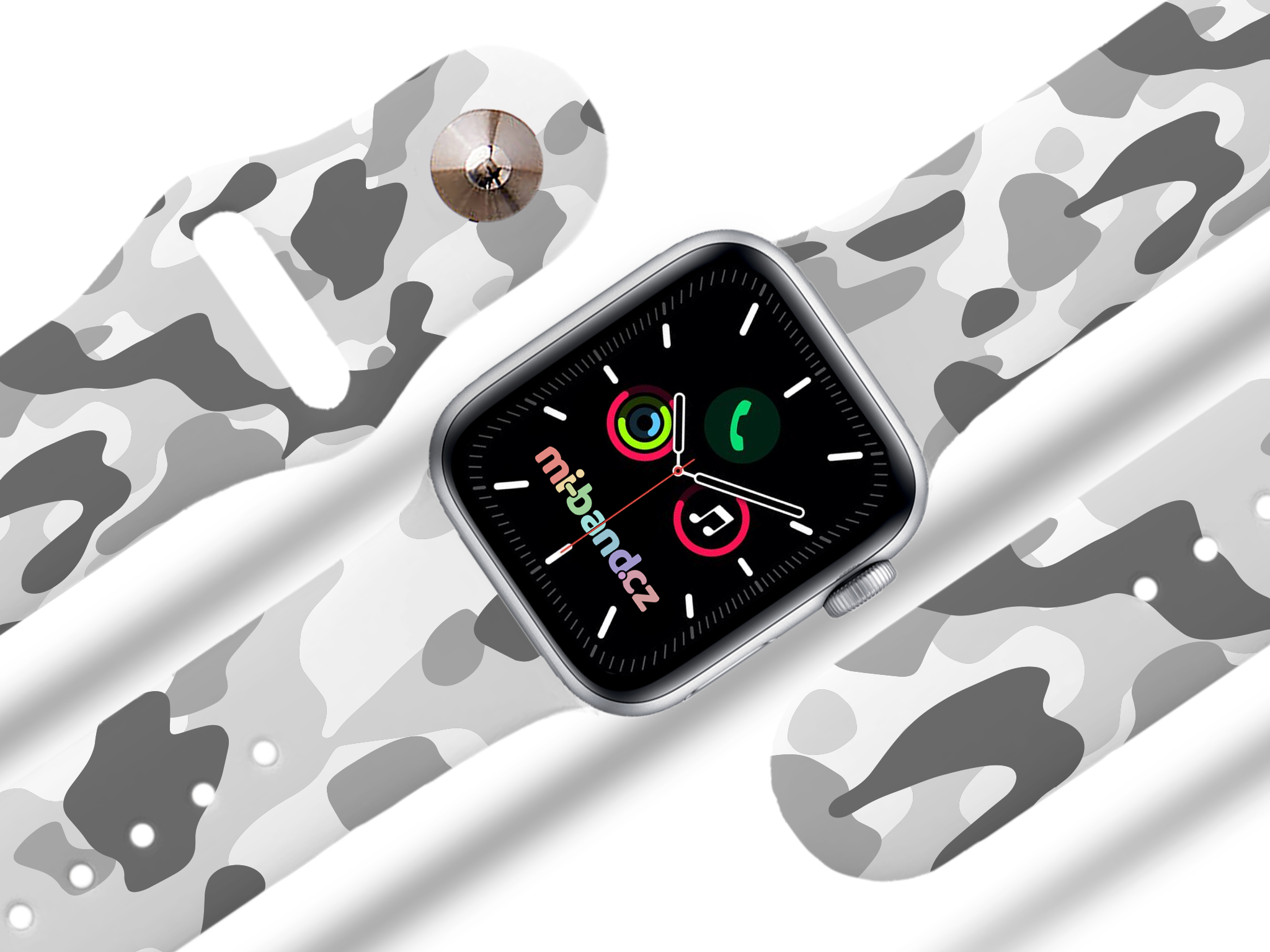 Apple watch řemínek Maskáč šedý - Bílá - 42/44/45/49mm
