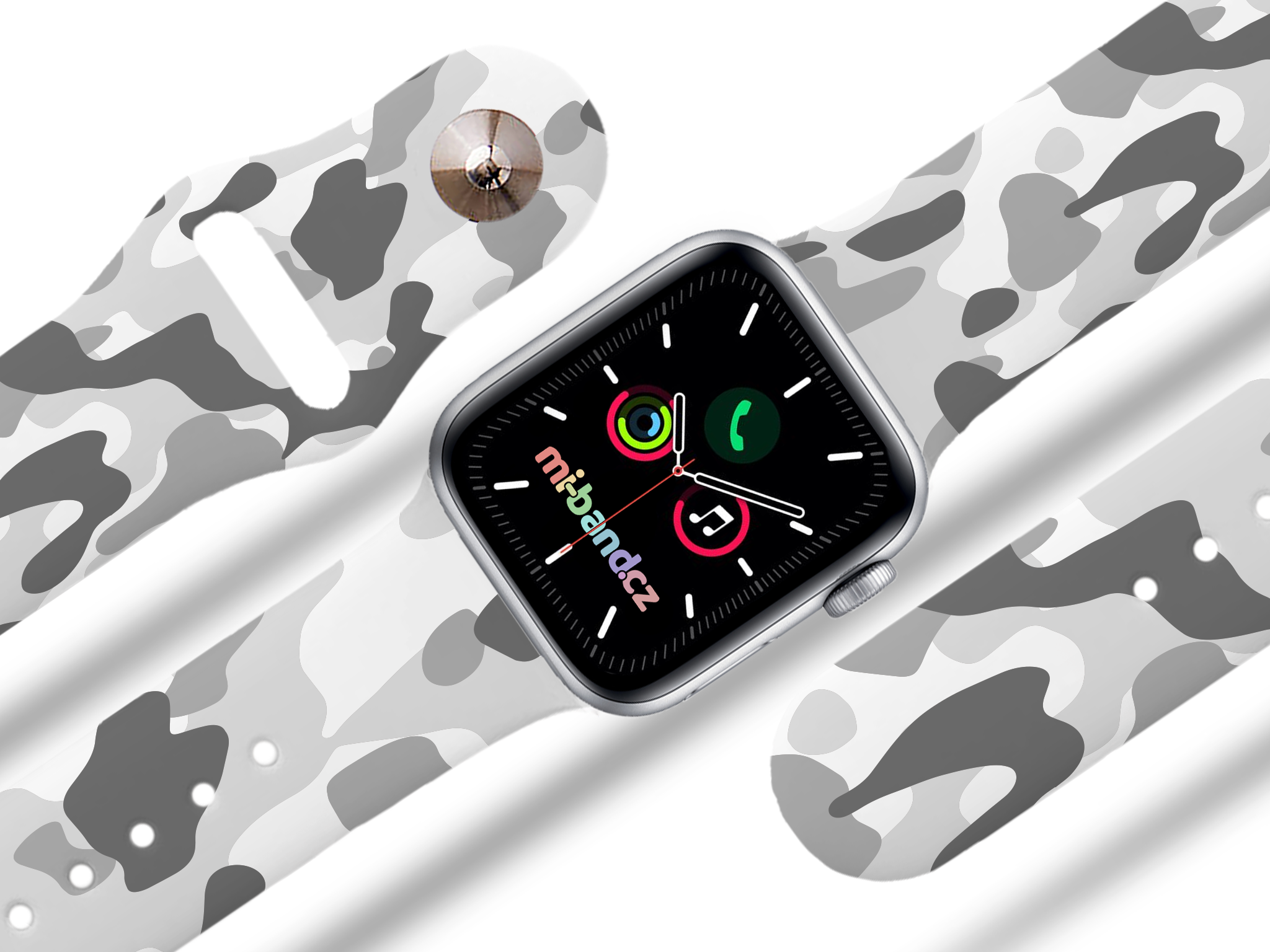 Apple watch řemínek Maskáč šedý - Bílá - 38/40/41mm