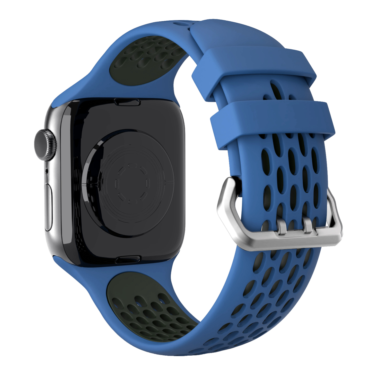 Perforovaný řemínek s dvojitým zapínáním pro Apple Watch 38/40/41/42(S10)mm Barevná varianta: Tmavěmodro-Černý