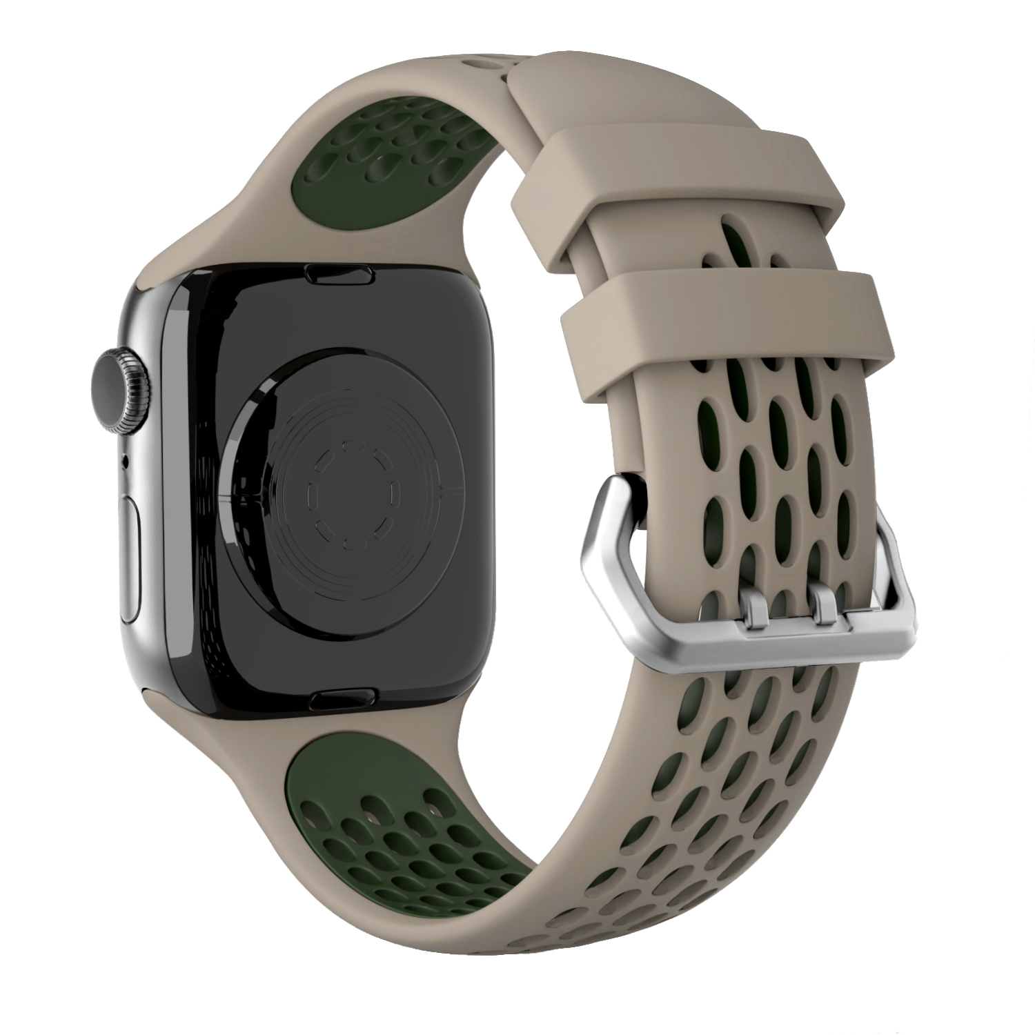 Perforovaný řemínek s dvojitým zapínáním pro Apple Watch 38/40/41/42(S10)mm Barevná varianta: Hnědo-zelený