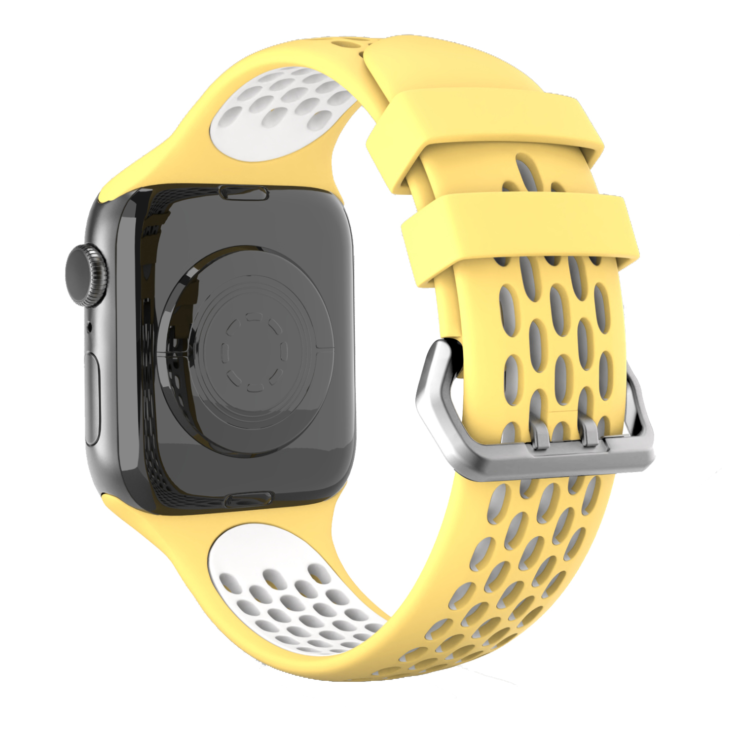 Perforovaný řemínek s dvojitým zapínáním pro Apple Watch 38/40/41/42(S10)mm Barevná varianta: Žluto-Bílý