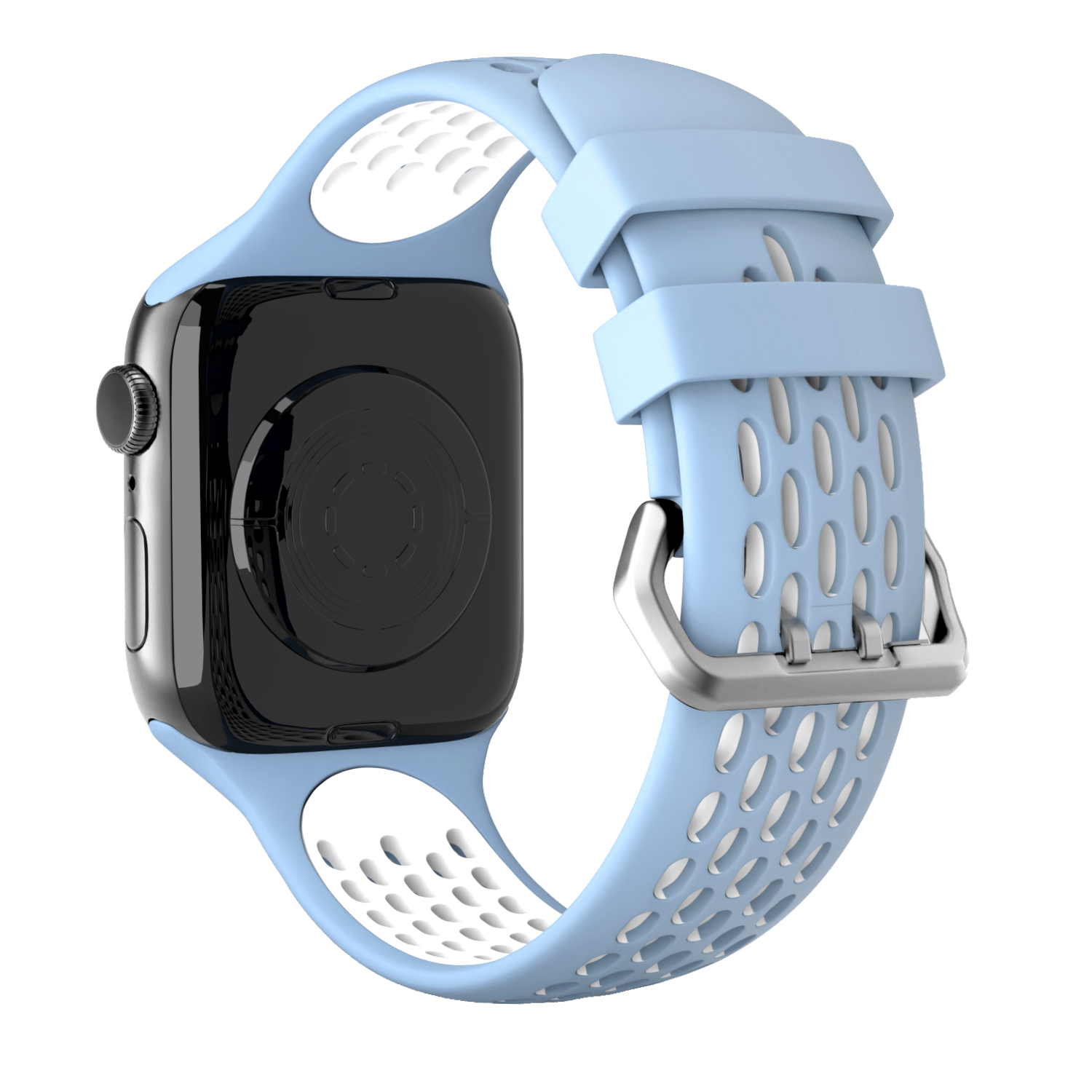 Perforovaný řemínek s dvojitým zapínáním pro Apple Watch 38/40/41/42(S10)mm Barevná varianta: Světlemodro-Bílý