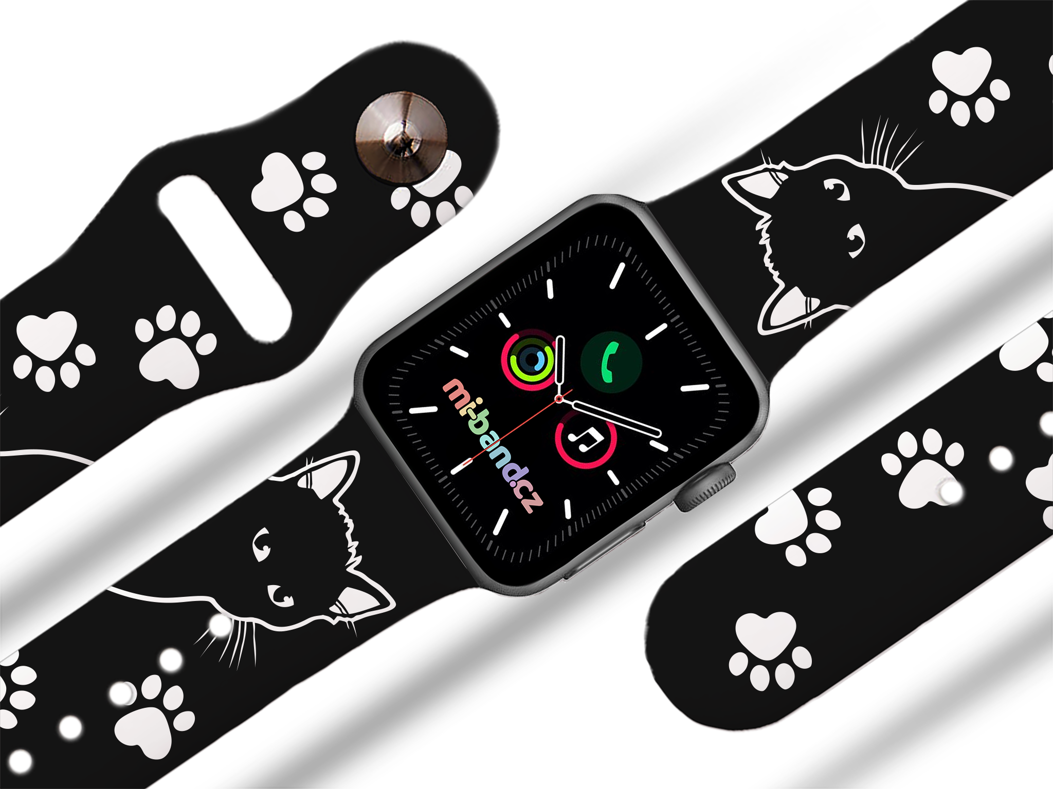 Apple watch řemínek Kočičák Barva: Černá, Rozměr: 38/40/41/42(S10)mm MIBANDCZX02862