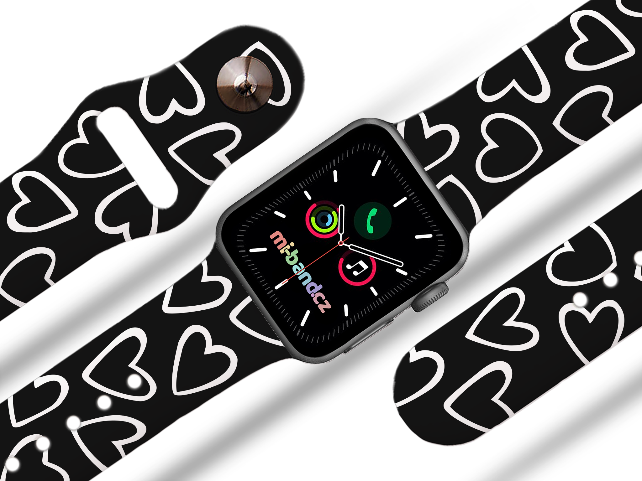 Apple watch řemínek Srdce černobílá - 38/40/41mm, barva pásku černá