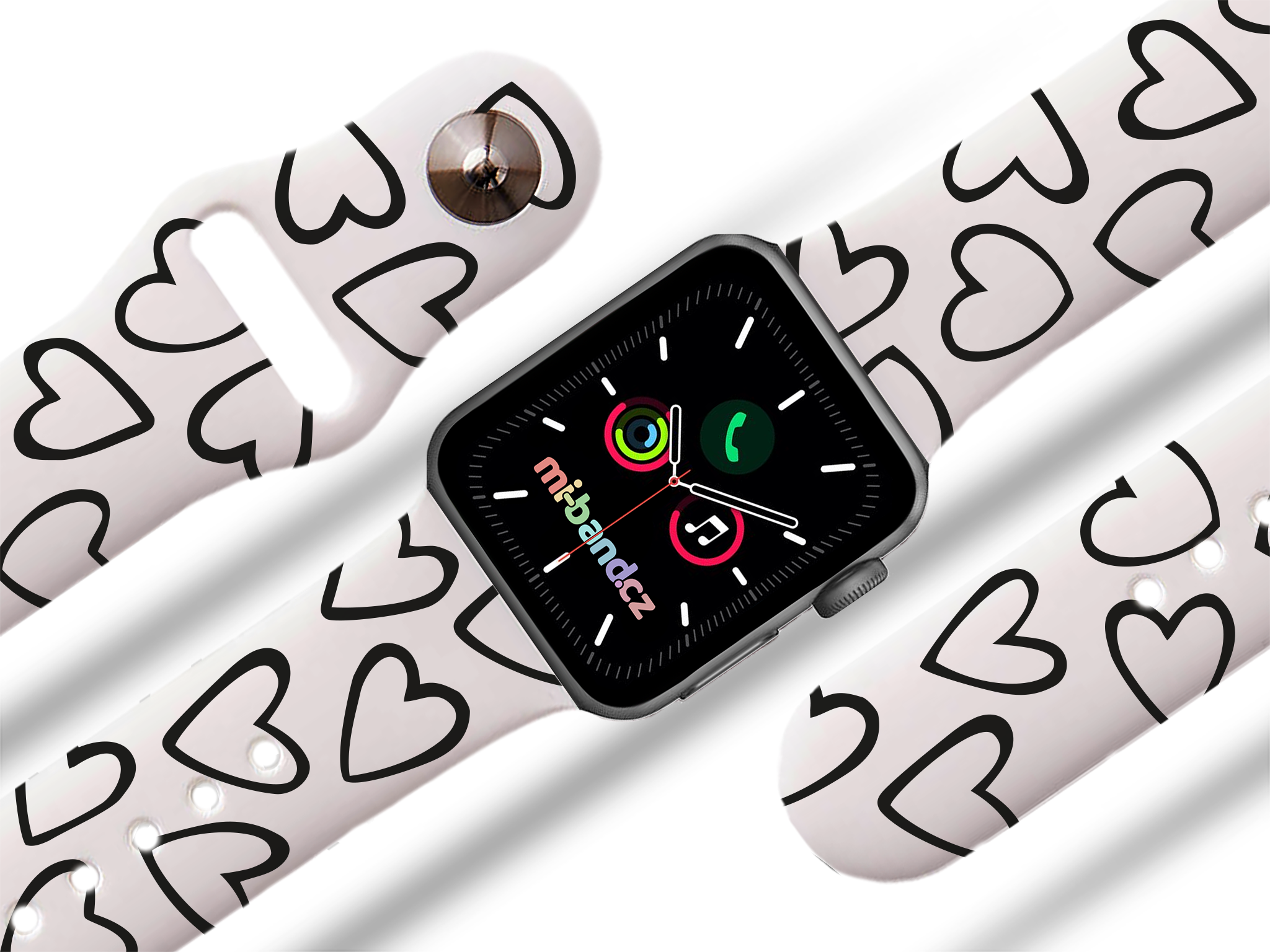 Apple watch řemínek Srdce černobílá - 38/40/41mm, barva pásku bílá