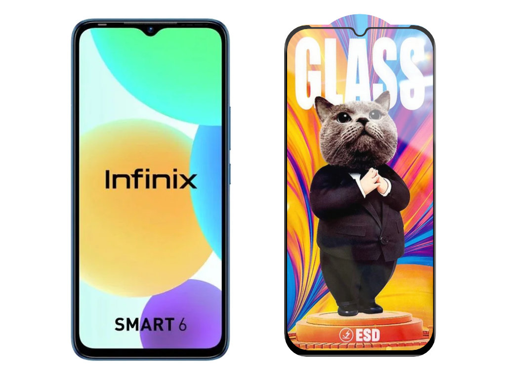 Levně 3D Ochranné tvrzené sklo na Infinix Smart 6 HD - Mr. Cat ESD