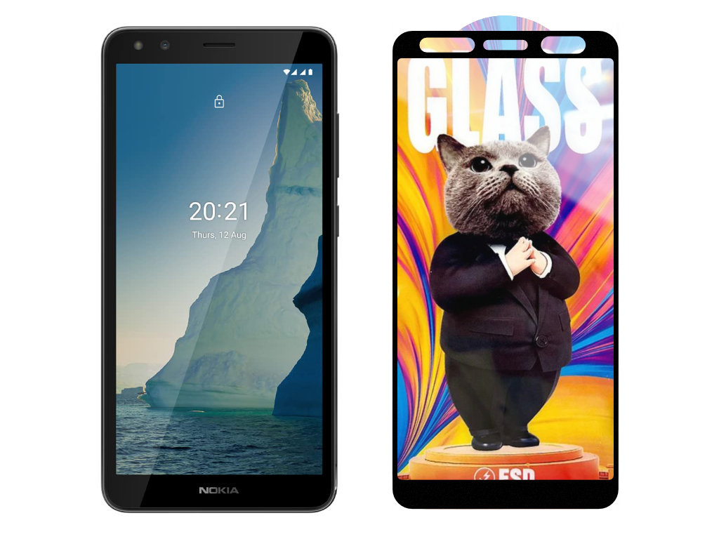 Levně 3D Ochranné tvrzené sklo na Nokia C01 + - Mr. Cat ESD