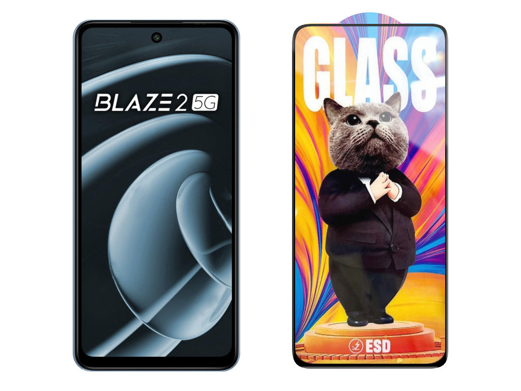 Levně 3D Ochranné tvrzené sklo na Lava Blaze 2 5G - Mr. Cat ESD