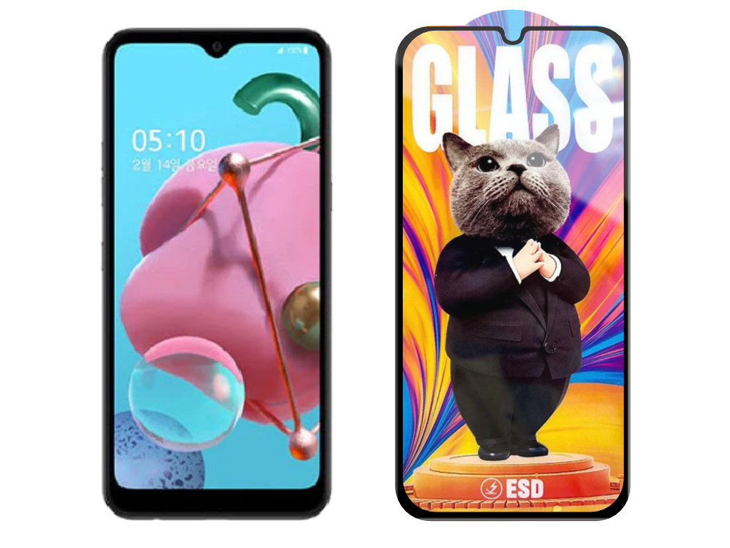 Levně 3D Ochranné tvrzené sklo na LG Q51 - Mr. Cat ESD