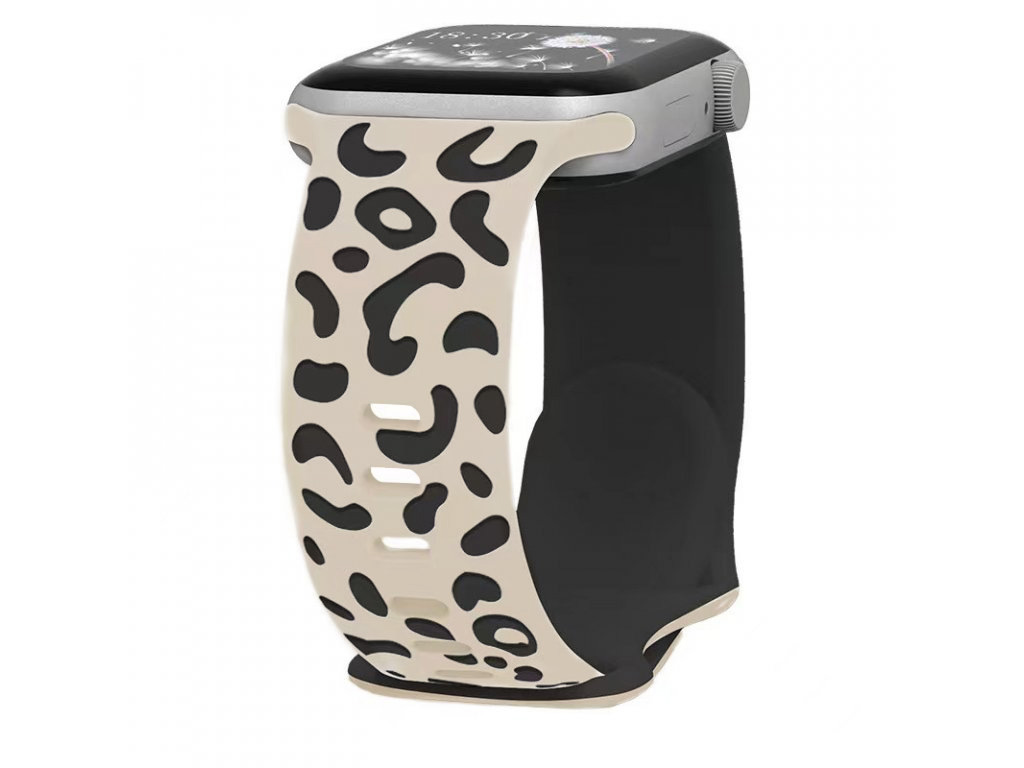 Gravírované zvířecí vzory řemínek pro Apple Watch 42/44/45/46/49mm Barva: Béžovo-černá