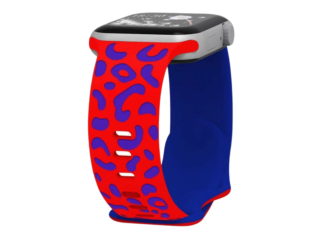 Gravírované zvířecí vzory řemínek pro Apple Watch 38/40/41/42(S10)mm Barva: Červeno-modrá