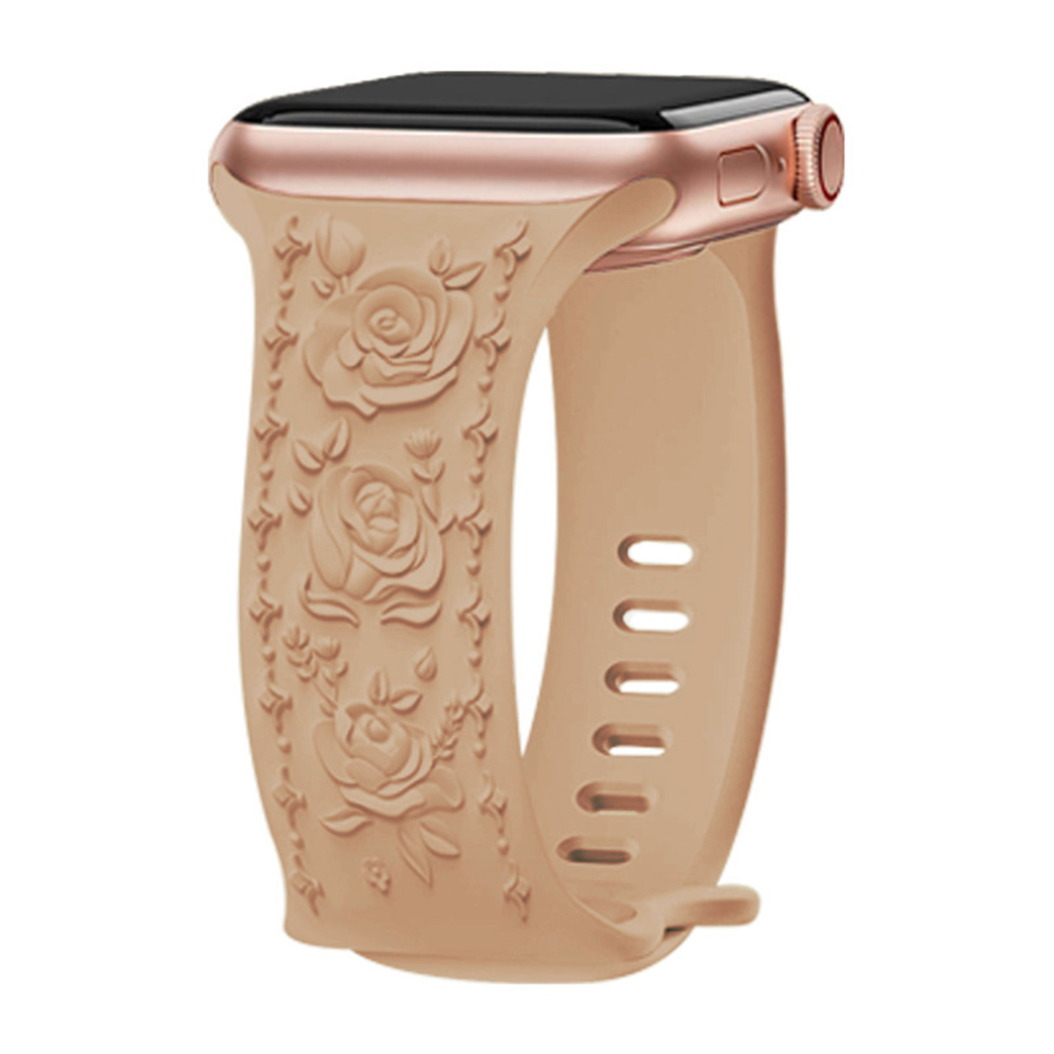 Řemínek gravírované růže pro Apple Watch 42/44/45/46/49mm Barva: béžová