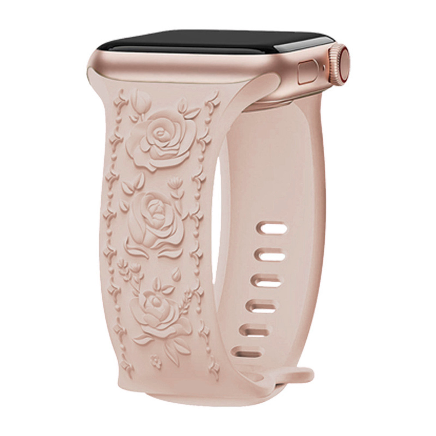Řemínek gravírované růže pro Apple Watch 42/44/45/46/49mm Barva: Světle Růžová