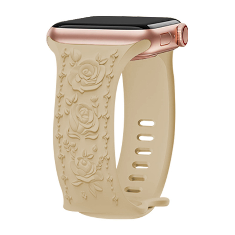 Řemínek gravírované růže pro Apple Watch 42/44/45/46/49mm Barva: slonová kost