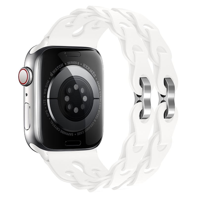 Silikonový řetízkový řemínek pro Apple Watch 38/40/41/42(S10)mm Barva náramku: Bílá
