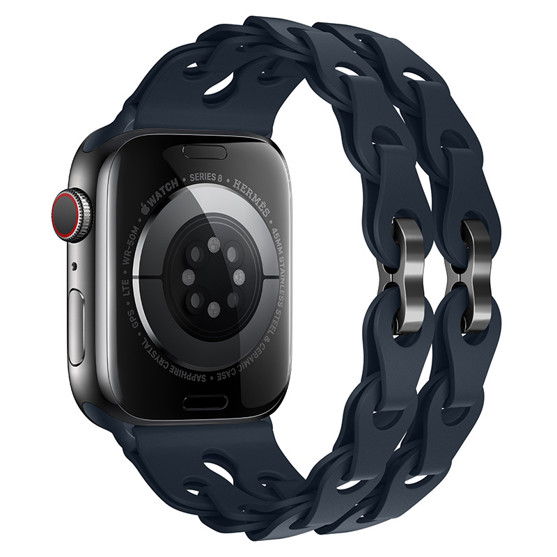 Silikonový řetízkový řemínek pro Apple Watch 38/40/41/42(S10)mm Barva náramku: Tmavě modrá
