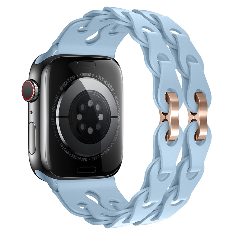 Silikonový řetízkový řemínek pro Apple Watch 42/44/45/46/49mm Barva náramku: Modro-Šedá