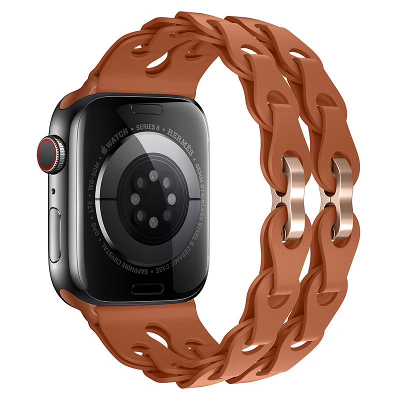 Silikonový řetízkový řemínek pro Apple Watch 42/44/45/46/49mm Barva náramku: Hnědá