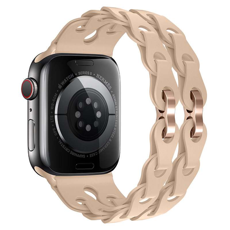 Silikonový řetízkový řemínek pro Apple Watch 42/44/45/46/49mm Barva náramku: Béžová