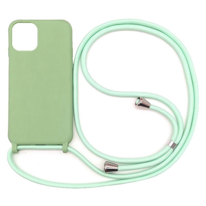 Levně Silikonový kryt se šňůrkou pro iPhone 15 PLUS Barva: světle zelená