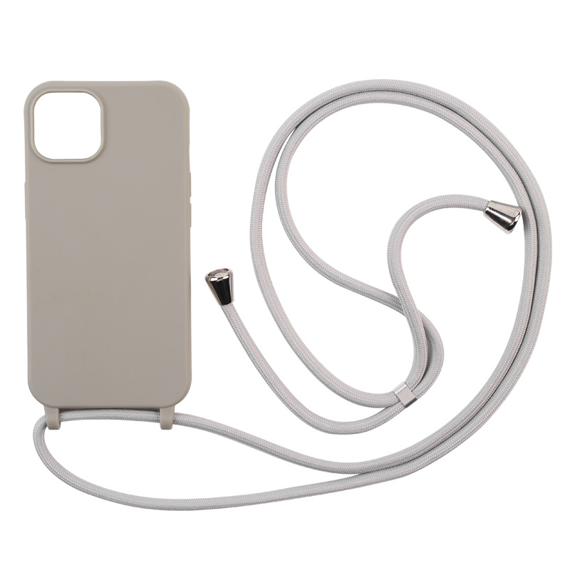 Levně Silikonový kryt se šňůrkou pro iPhone 15 PLUS Barva: Šedá