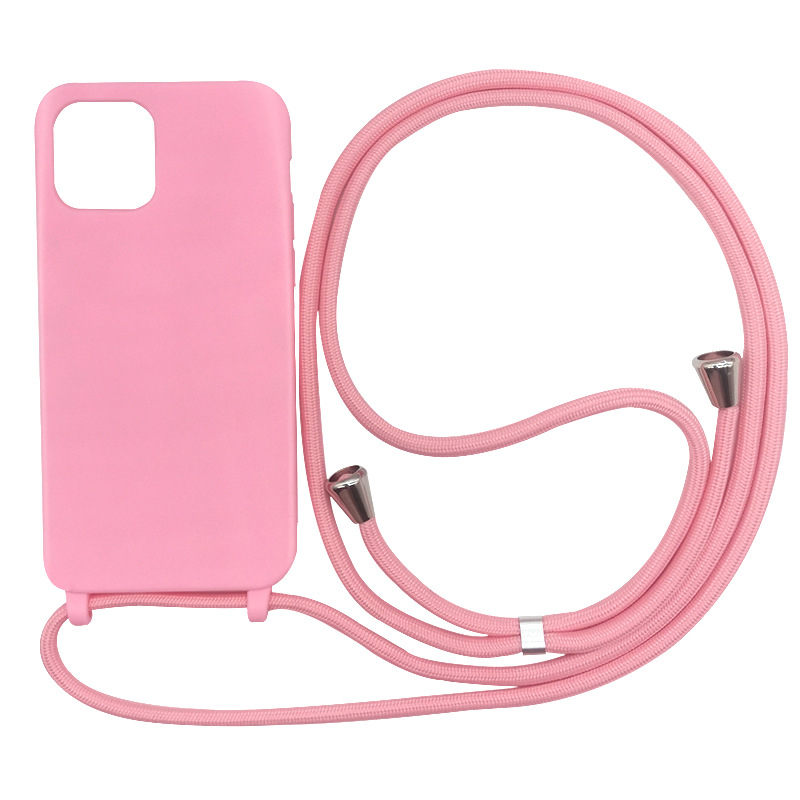 Levně Silikonový kryt se šňůrkou pro iPhone 15 PLUS Barva: Růžová