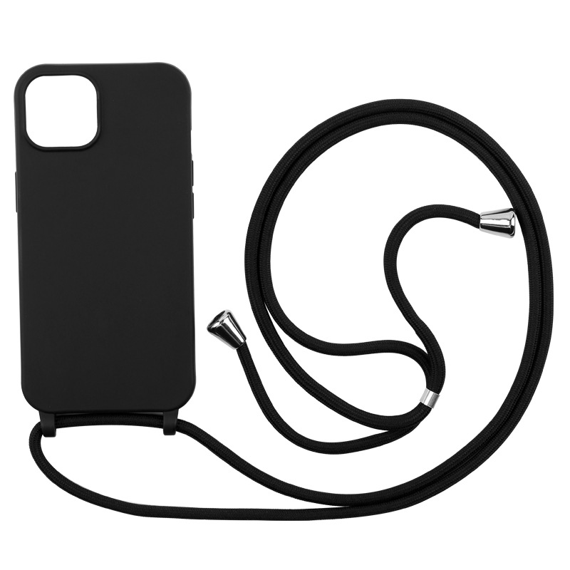 Levně Silikonový kryt se šňůrkou pro iPhone 15 PLUS Barva: Černá