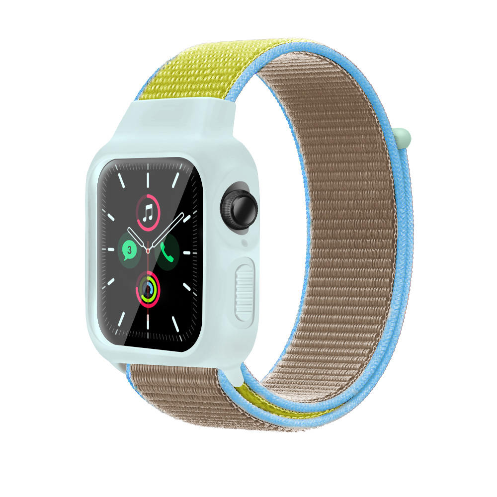 Levně Nylonový set 2v1 pro Apple Watch 38/40/41mm Barevná varianta: Tyrkysovo-Žlutá