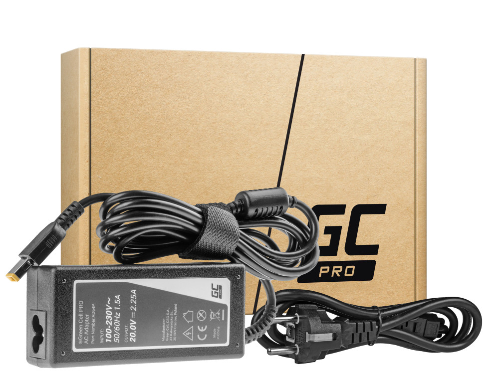 Levně AD64P - Green Cell PRO Nabíječka / AC Adaptér 20V/2.25A/45W pro Lenovo G40-30/G50-30/V110-15IAP/V130-15IGM/Yoga 300-11IBR/ThinkPad X240 AD64P