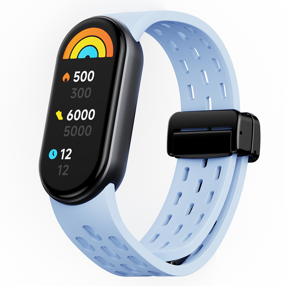 Levně Silikonový řemínek s magnetickým zapínáním Mi band 8/9/10 Barva náramku: Světle modrá