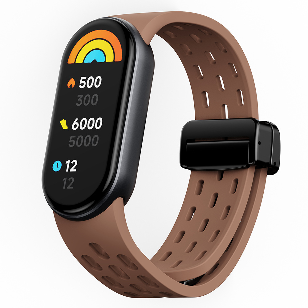 Silikonový řemínek s magnetickým zapínáním Mi band 8/9/10 Barva náramku: Hnědá